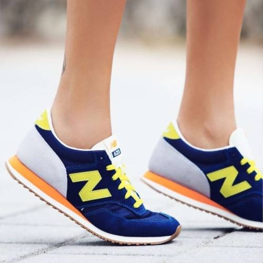 New Balance Women's Blue/Yellow Retro Athletic Normcore Casual Sneakers 5.5